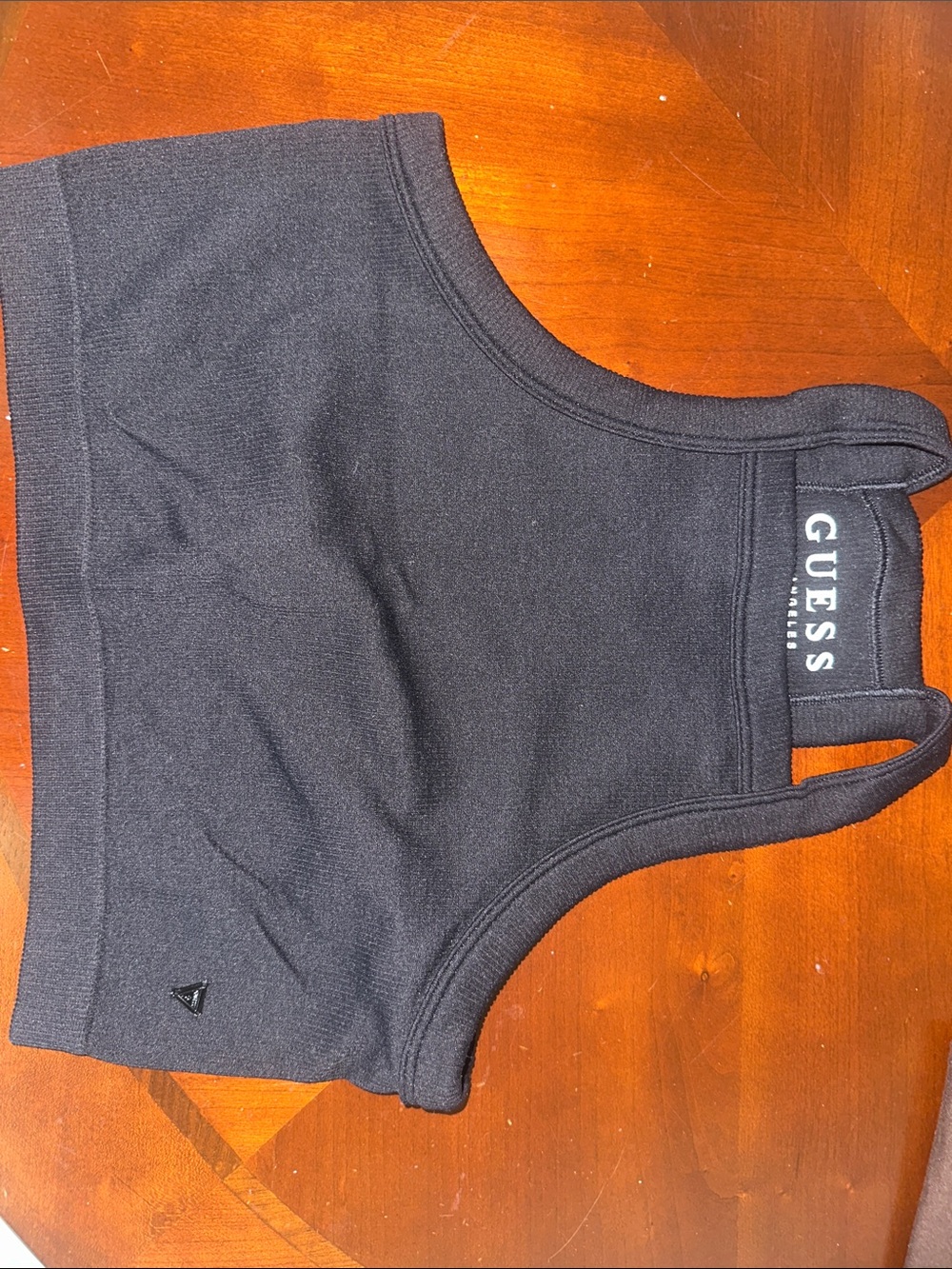 GUESS Black Ribbed Crop Tank